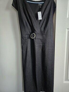 Elegant Black Sparkle Sheath Dress with Rhinestone Waist